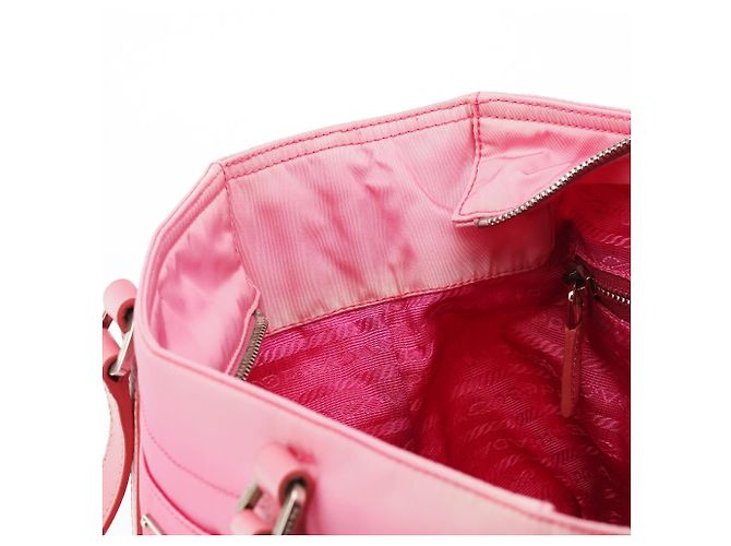 Prada Borsa Tote B6242 in nylon Tessuto Saffiano rosa - vista 16