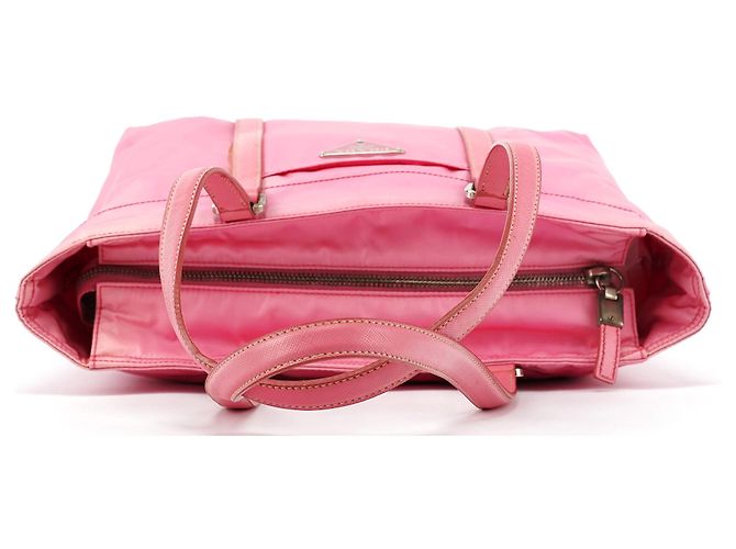 Prada Borsa Tote B6242 in nylon Tessuto Saffiano rosa - vista 4