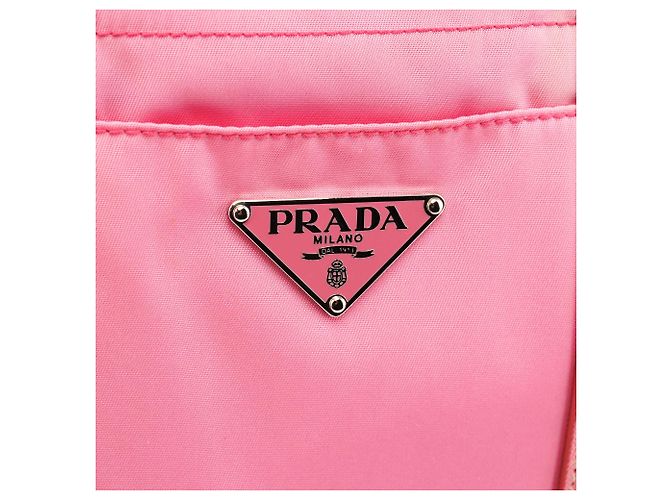 Prada Borsa Tote B6242 in nylon Tessuto Saffiano rosa - vista 6