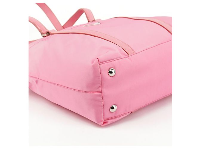 Prada Borsa Tote B6242 in nylon Tessuto Saffiano rosa - vista 7