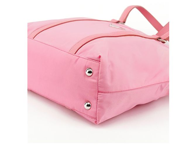 Prada Borsa Tote B6242 in nylon Tessuto Saffiano rosa - vista 8