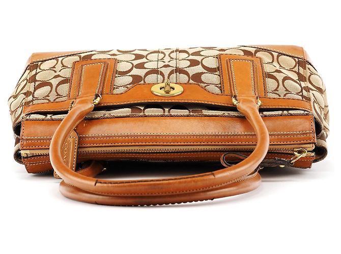 Coach 11062 Borsa Tote Signature Turnlock Beige Tan - vista 4