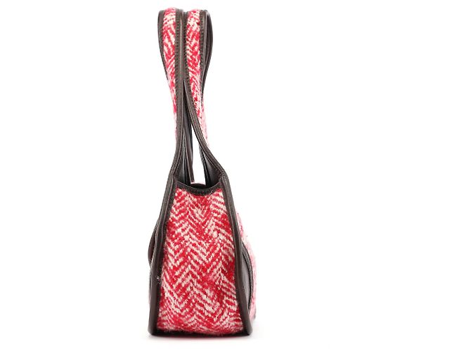 Miu Miu Borsa a tracolla RR0599 Chevron Twin Red in lana - vista 2