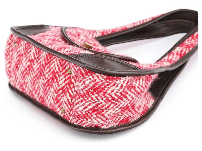 Miu Miu Borsa a tracolla RR0599 Chevron Twin Red in lana - vista 8