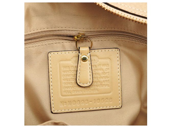 Coach 10528 Borsa Tote Hamptons in Pelle Martellata Beige - vista 11