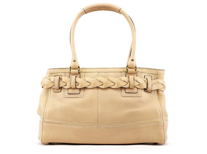 Coach 10528 Borsa Tote Hamptons in Pelle Martellata Beige - vista 3