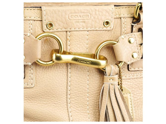 Coach 10528 Borsa Tote Hamptons in Pelle Martellata Beige - vista 5