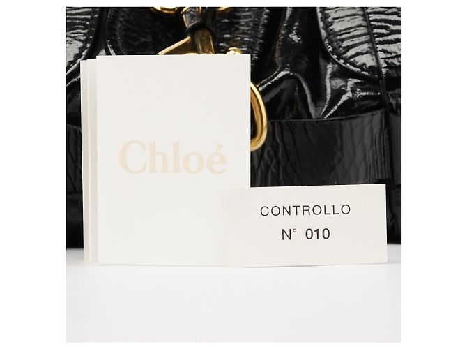 Chloé Borsa Tote Kerala in pelle verniciata nera - vista 10