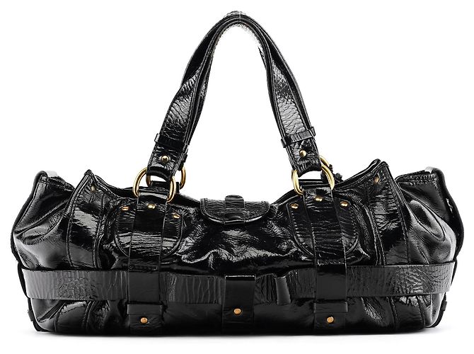 Chloé Borsa Tote Kerala in pelle verniciata nera - vista 3