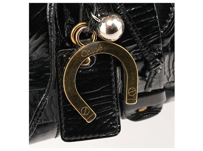 Chloé Borsa Tote Kerala in pelle verniciata nera - vista 6
