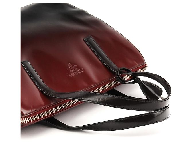 Prada Borsa Tote 1995 Red Black Spazzolato Fume - vista 11