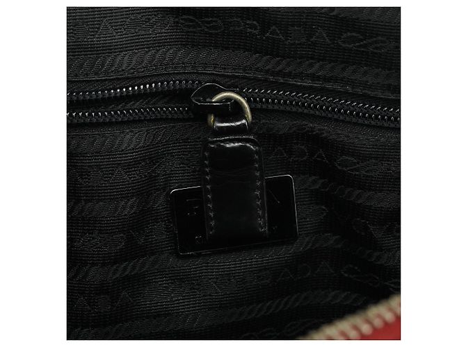 Prada Borsa Tote 1995 Red Black Spazzolato Fume - vista 14