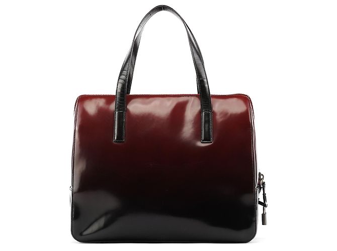 Prada Borsa Tote 1995 Red Black Spazzolato Fume - vista 3