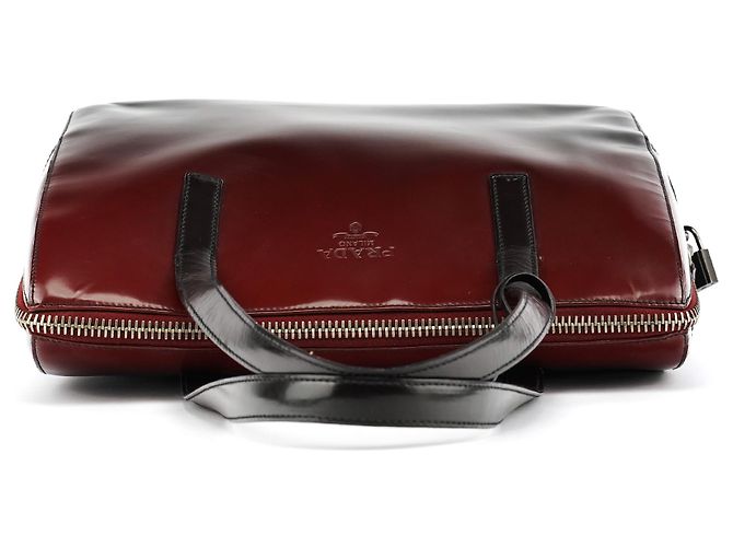 Prada Borsa Tote 1995 Red Black Spazzolato Fume - vista 4