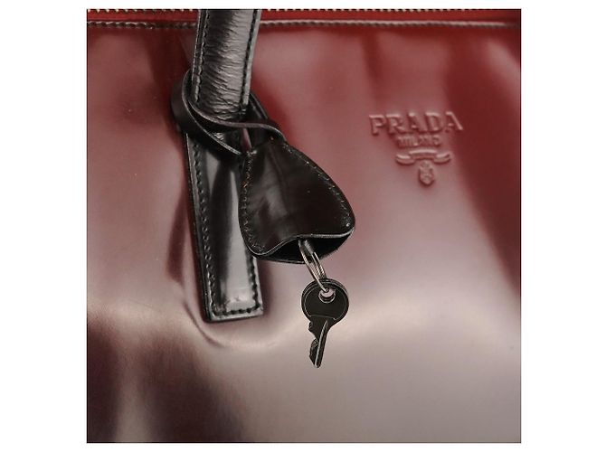 Prada Borsa Tote 1995 Red Black Spazzolato Fume - vista 8