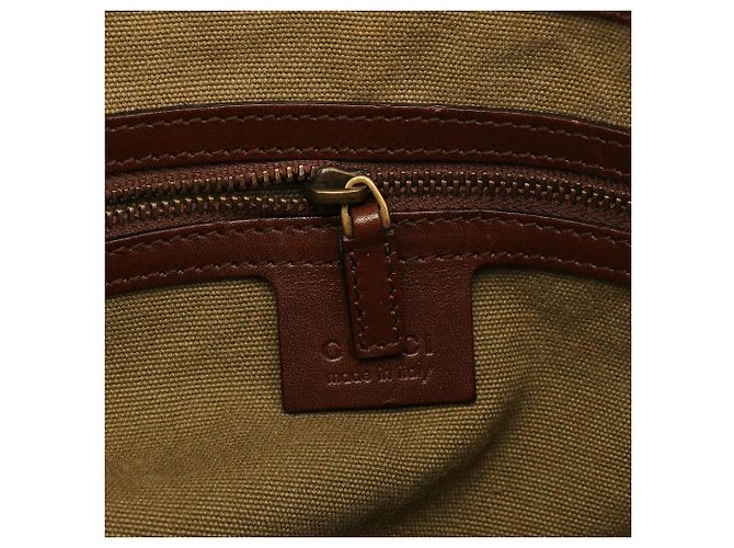Bamboo Gucci 109138 Borsa con manico in bambù in tela kaki - vista 12