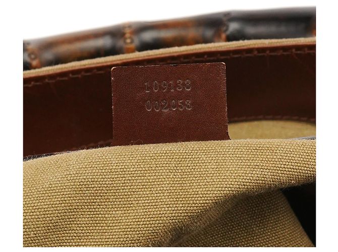 Bamboo Gucci 109138 Borsa con manico in bambù in tela kaki - vista 13