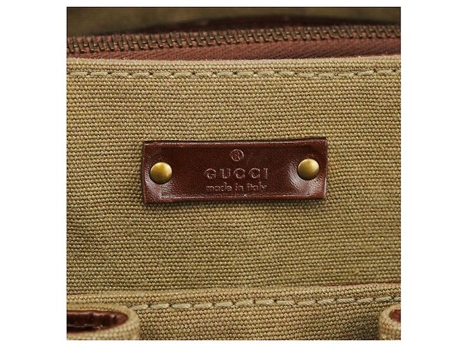 Bamboo Gucci 109138 Borsa con manico in bambù in tela kaki - vista 5