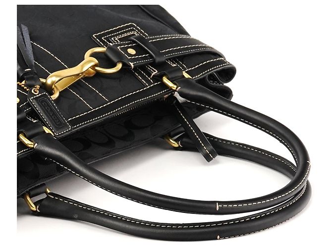 Coach 10508 Borsa Tote Hamptons in tela Signature nera - vista 9