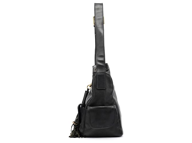Chloé 03156-12 Borsa a tracolla Hobo con tasca in pelle nera - vista 2