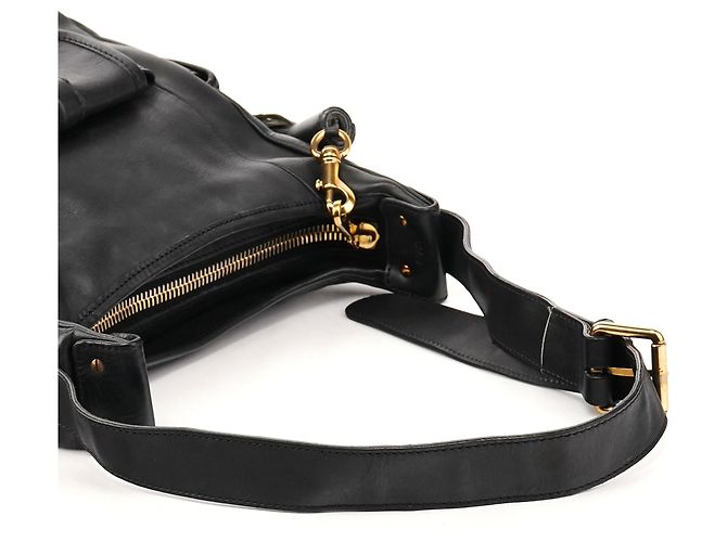 Chloé 03156-12 Borsa a tracolla Hobo con tasca in pelle nera - vista 9