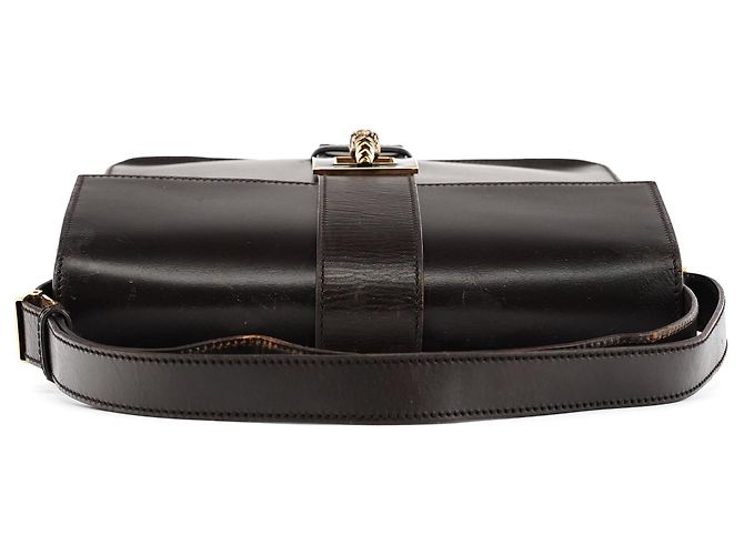 Gucci Borsa 2-Way in pelle marrone scuro con testa di serpente 2004 - vista 4
