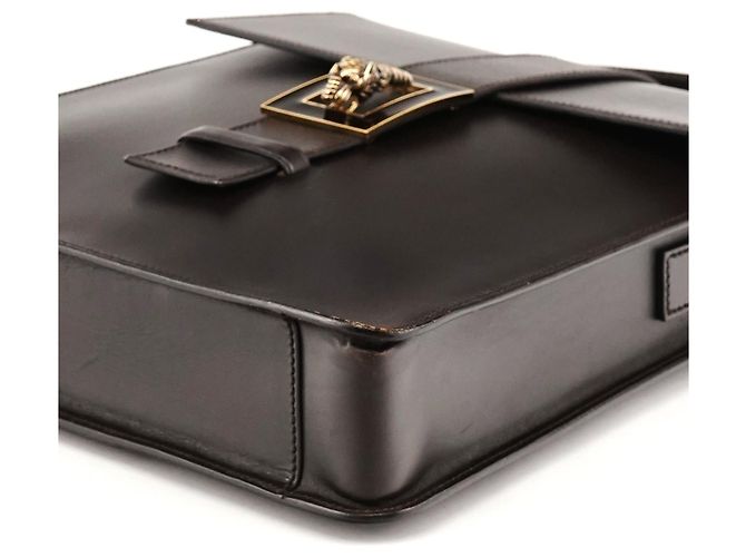 Gucci Borsa 2-Way in pelle marrone scuro con testa di serpente 2004 - vista 8