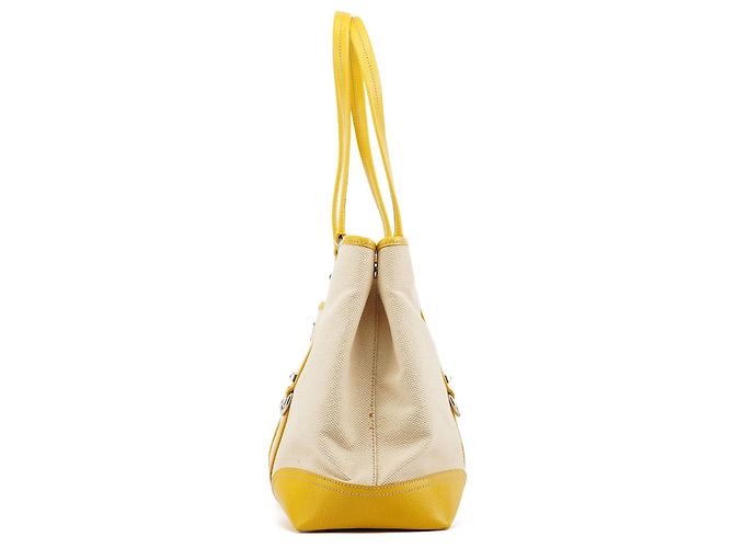 Prada Spring 1999 Gelb-Elfenbein Canapa Canvas Tote Bag - Ansicht 2
