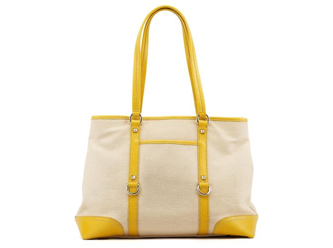 Prada Spring 1999 Gelb-Elfenbein Canapa Canvas Tote Bag - Ansicht 3