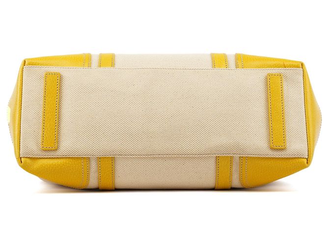Prada Spring 1999 Gelb-Elfenbein Canapa Canvas Tote Bag - Ansicht 4
