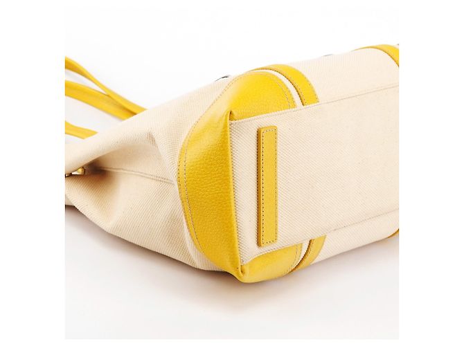 Prada Spring 1999 Gelb-Elfenbein Canapa Canvas Tote Bag - Ansicht 6