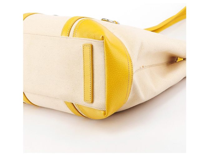 Prada Spring 1999 Gelb-Elfenbein Canapa Canvas Tote Bag - Ansicht 7