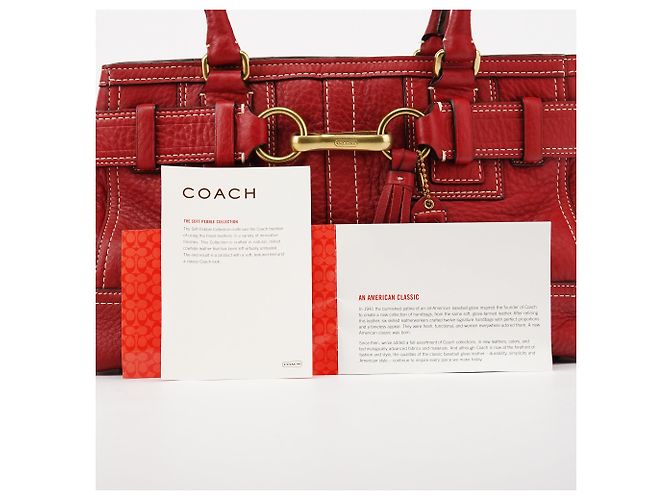 Coach 10212 Borsa Tote Hamptons in pelle martellata rossa - vista 10