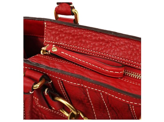 Coach 10212 Borsa Tote Hamptons in pelle martellata rossa - vista 11