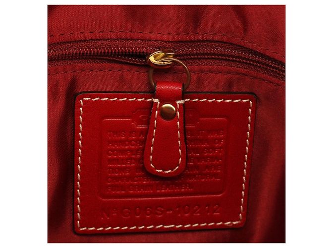 Coach 10212 Borsa Tote Hamptons in pelle martellata rossa - vista 13