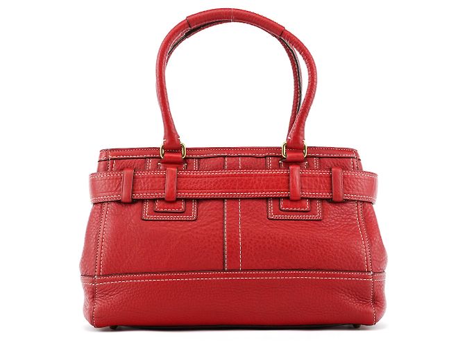 Coach 10212 Borsa Tote Hamptons in pelle martellata rossa - vista 3