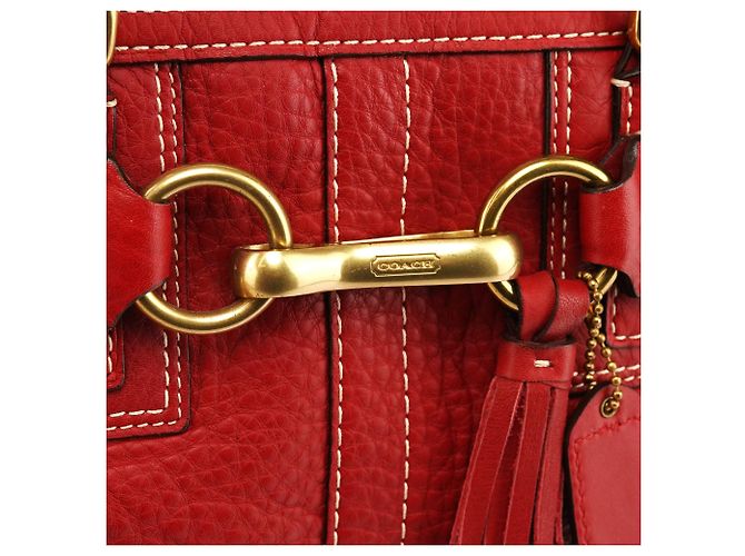 Coach 10212 Borsa Tote Hamptons in pelle martellata rossa - vista 5