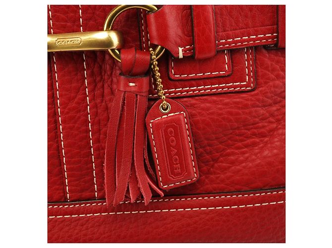 Coach 10212 Borsa Tote Hamptons in pelle martellata rossa - vista 6