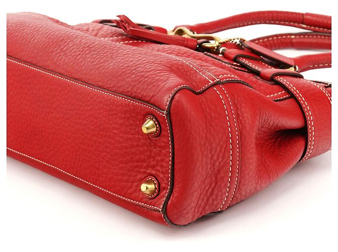 Coach 10212 Borsa Tote Hamptons in pelle martellata rossa - vista 8