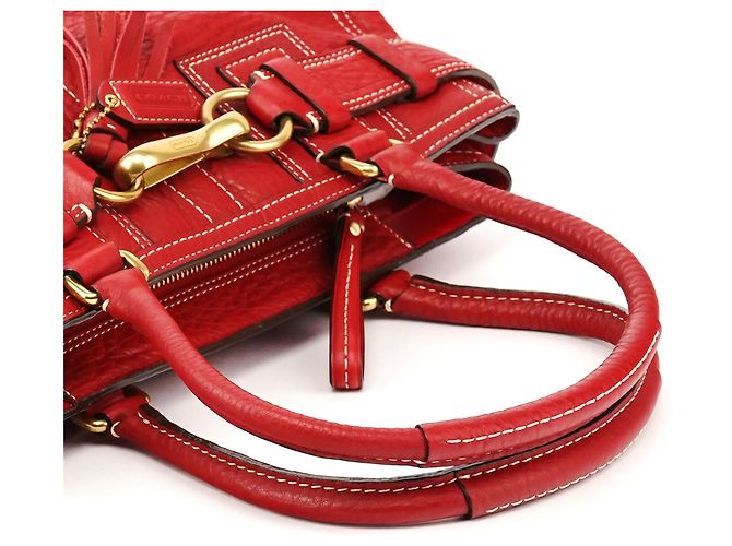 Coach 10212 Borsa Tote Hamptons in pelle martellata rossa - vista 9