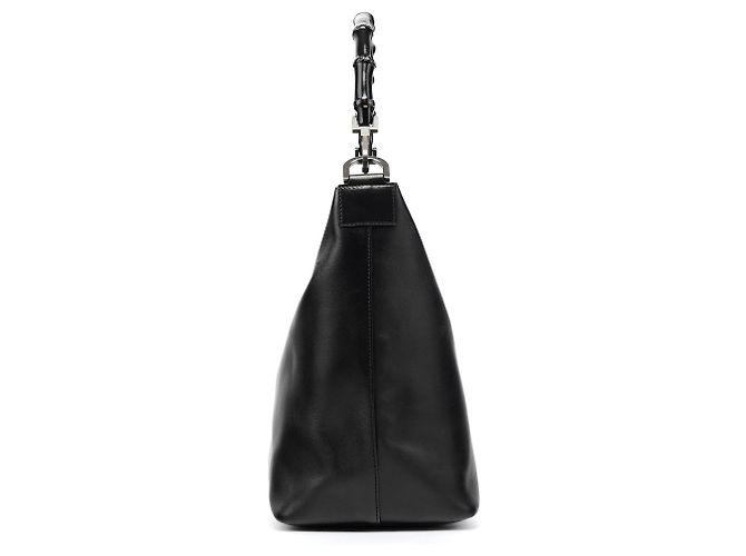 Gucci 000 0531 Borsa a Tracolla Hobo in Pelle Nera Bamboo - vista 2