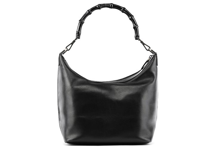 Gucci 000 0531 Borsa a Tracolla Hobo in Pelle Nera Bamboo - vista 3