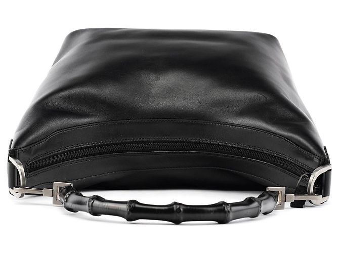 Gucci 000 0531 Borsa a Tracolla Hobo in Pelle Nera Bamboo - vista 4