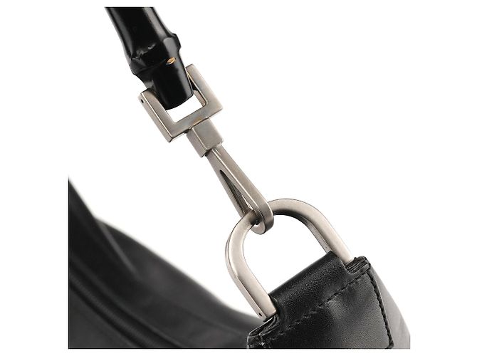 Gucci 000 0531 Borsa a Tracolla Hobo in Pelle Nera Bamboo - vista 7