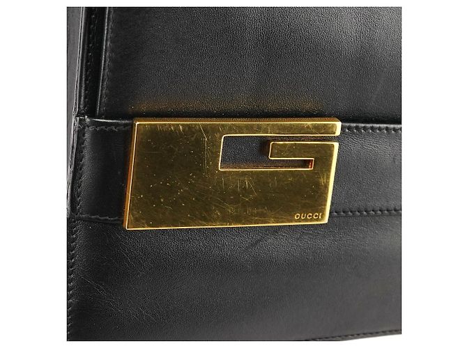 Gucci 001 1274 Borsa a tracolla quadrata G in pelle nera - vista 6