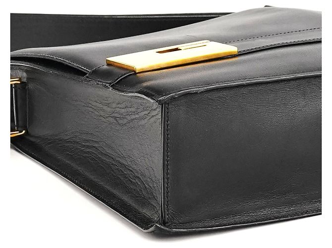 Gucci 001 1274 Borsa a tracolla quadrata G in pelle nera - vista 7