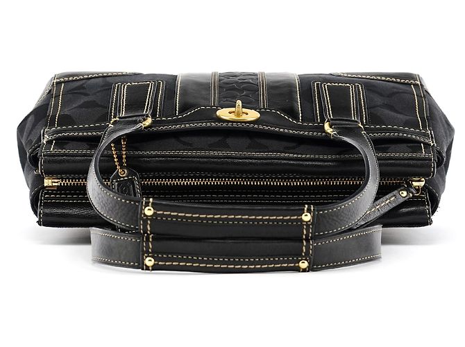 Coach 11645 Borsa Tote Turnlock in Signature Canvas nero - vista 4