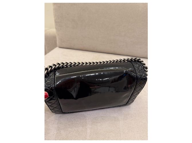 Chanel Borsa Boy Pelle Verniciata Nera - vista 7