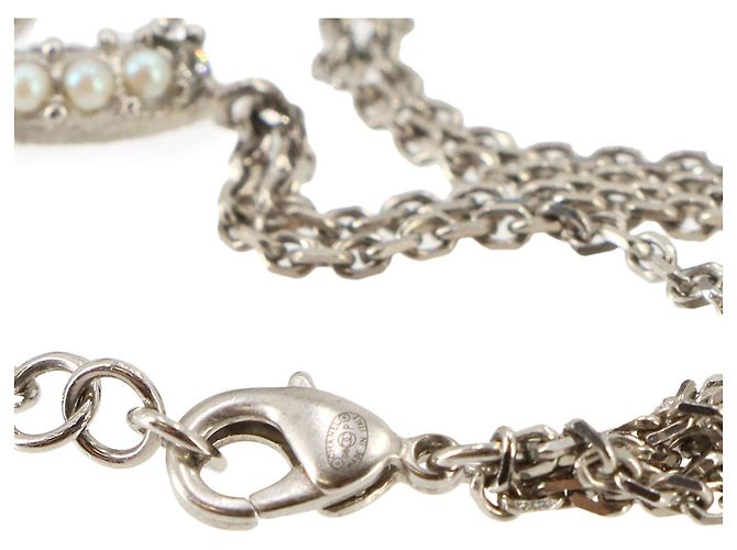 Pulseira de corrente Chanel Coco Mark com pérolas falsas e strass - vista 4