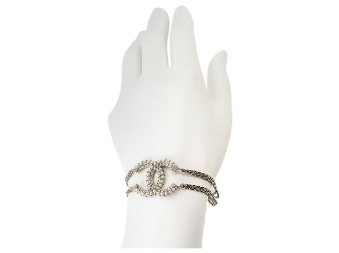 Pulseira de corrente Chanel Coco Mark com pérolas falsas e strass - vista 5